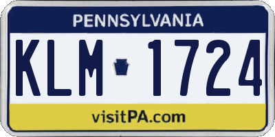 PA license plate KLM1724