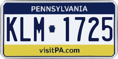 PA license plate KLM1725