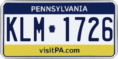 PA license plate KLM1726