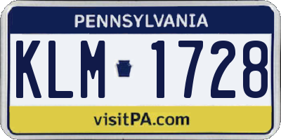 PA license plate KLM1728