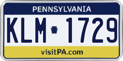 PA license plate KLM1729