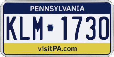 PA license plate KLM1730