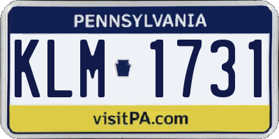 PA license plate KLM1731