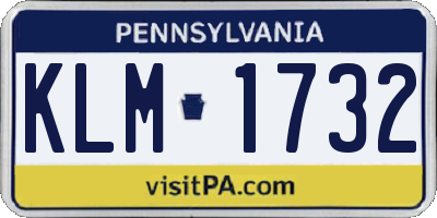PA license plate KLM1732