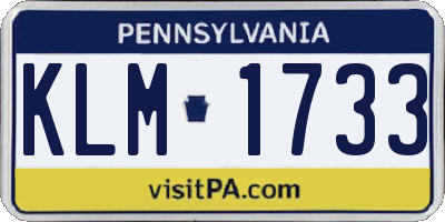 PA license plate KLM1733