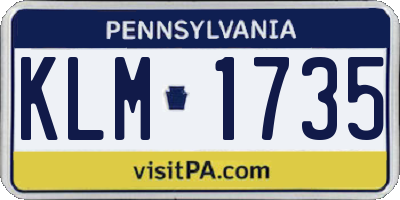 PA license plate KLM1735