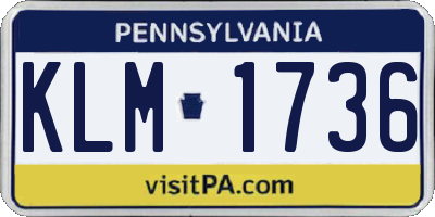PA license plate KLM1736