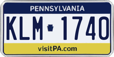 PA license plate KLM1740