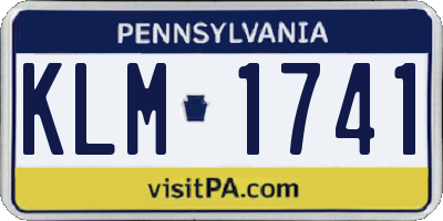 PA license plate KLM1741