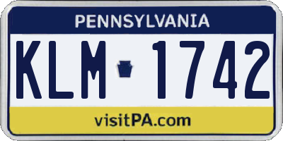 PA license plate KLM1742