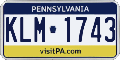 PA license plate KLM1743