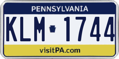 PA license plate KLM1744