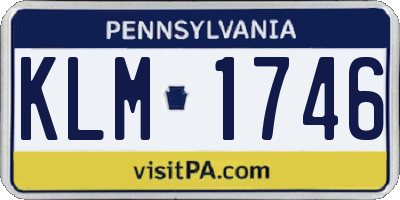 PA license plate KLM1746