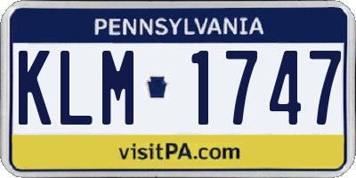 PA license plate KLM1747