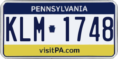 PA license plate KLM1748