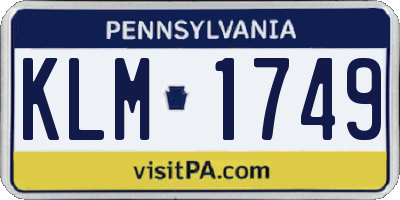 PA license plate KLM1749
