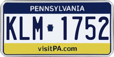 PA license plate KLM1752