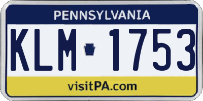 PA license plate KLM1753