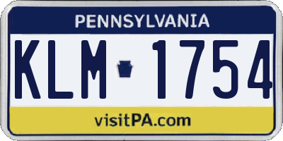 PA license plate KLM1754