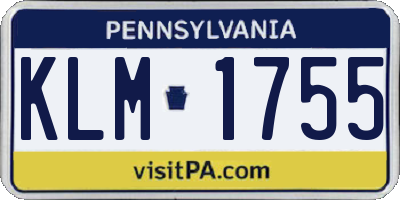 PA license plate KLM1755