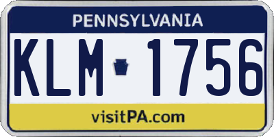 PA license plate KLM1756