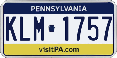 PA license plate KLM1757