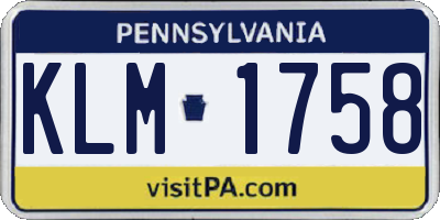 PA license plate KLM1758