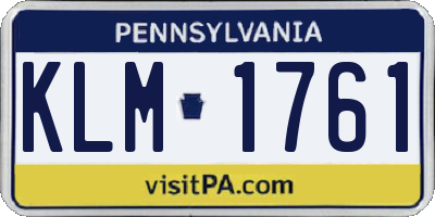 PA license plate KLM1761