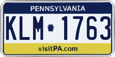 PA license plate KLM1763
