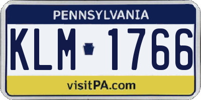 PA license plate KLM1766