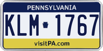 PA license plate KLM1767