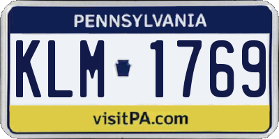 PA license plate KLM1769