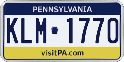 PA license plate KLM1770