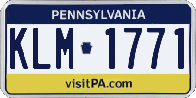 PA license plate KLM1771