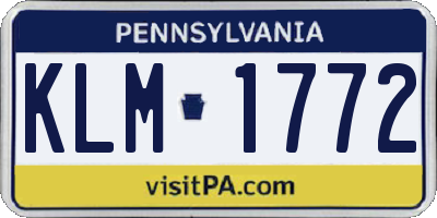 PA license plate KLM1772