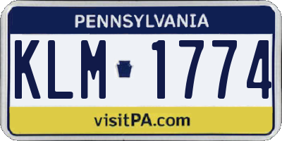 PA license plate KLM1774