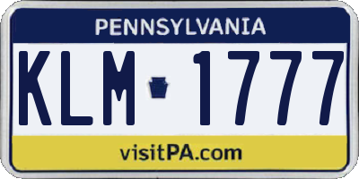 PA license plate KLM1777