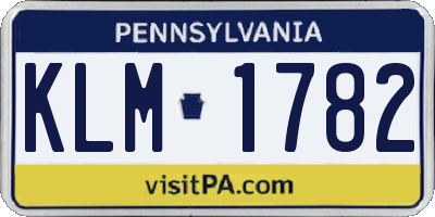 PA license plate KLM1782