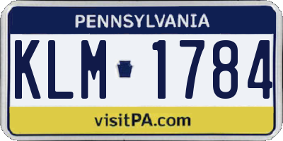PA license plate KLM1784