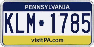 PA license plate KLM1785