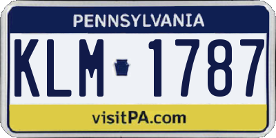 PA license plate KLM1787