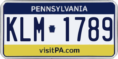 PA license plate KLM1789