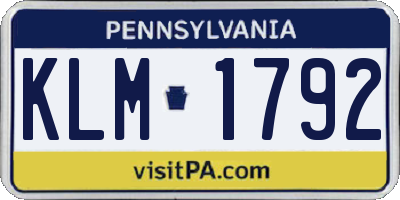 PA license plate KLM1792