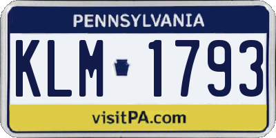 PA license plate KLM1793