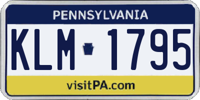 PA license plate KLM1795