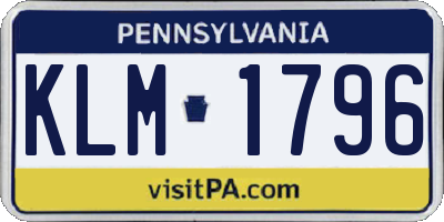PA license plate KLM1796