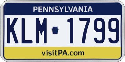 PA license plate KLM1799