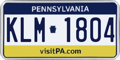 PA license plate KLM1804