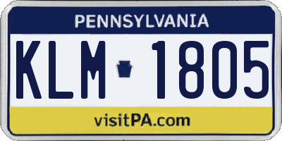PA license plate KLM1805