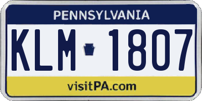 PA license plate KLM1807
